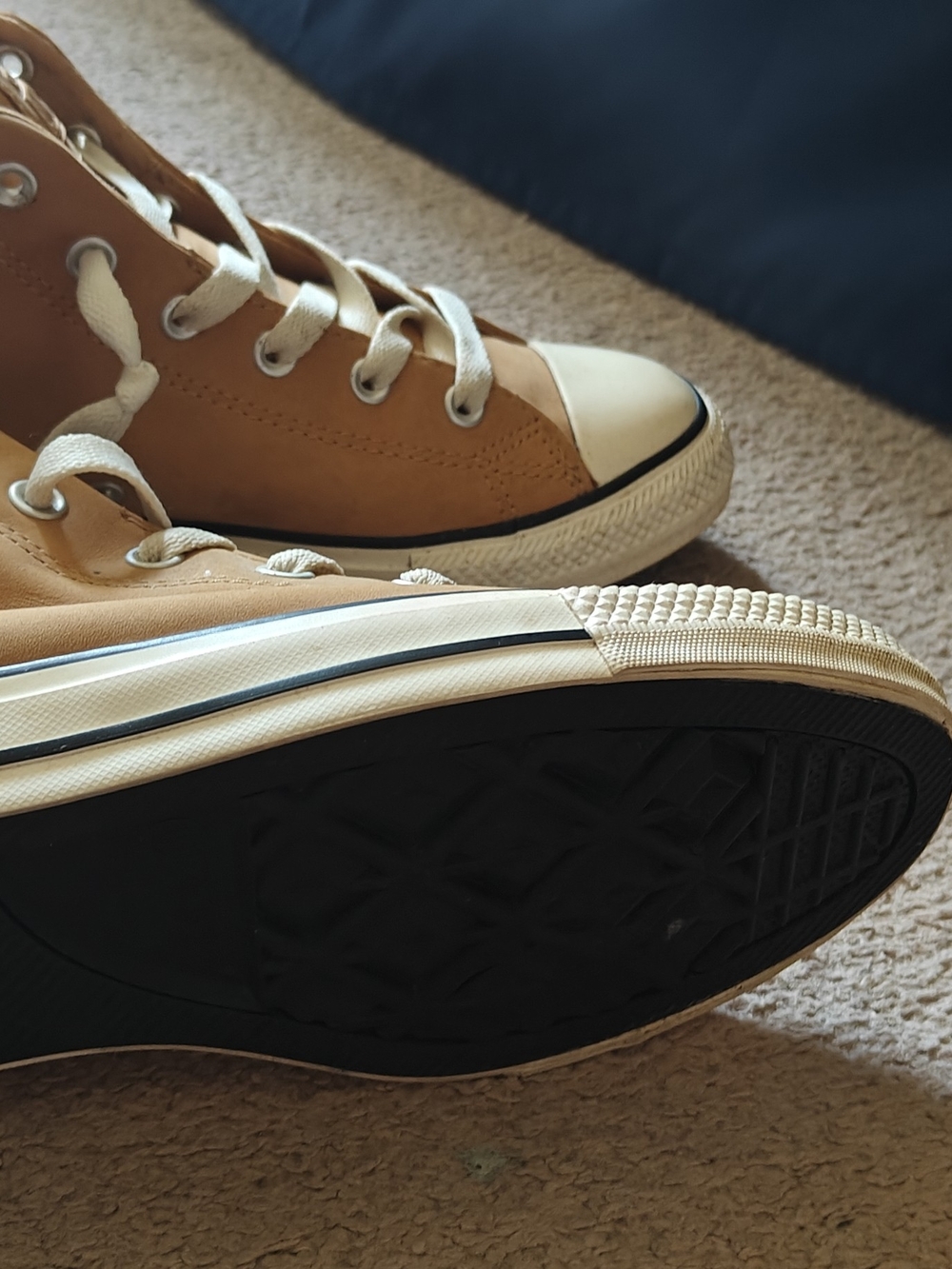 Converse Men’s Tan High-Top Sneakers with Cream Laces - Picture 3 of 7